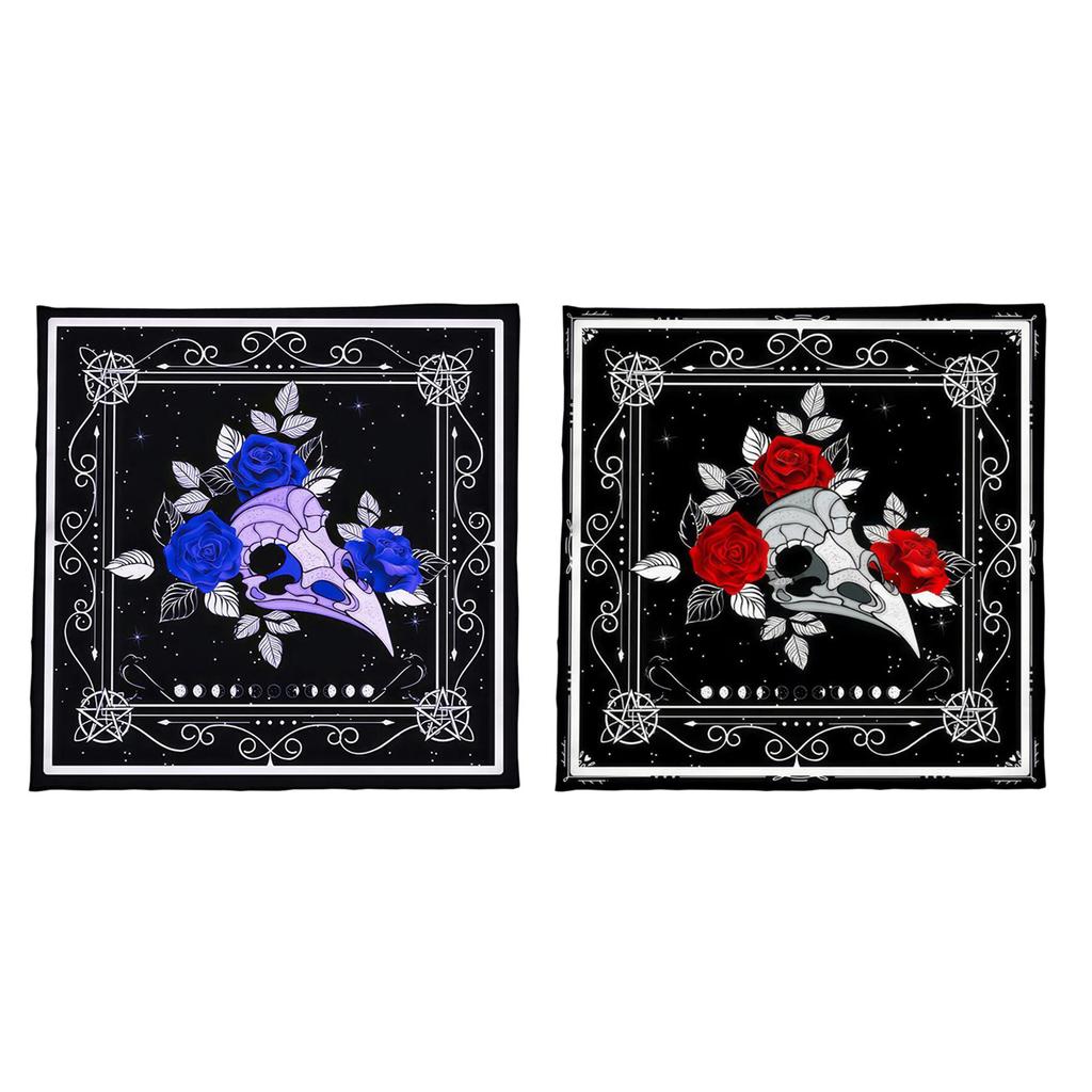 Tarot Card Tablecloth Altars Cloth Skull Bird Head Flower Astrologys Tablecloth Divinations Card Mat Tapestry Wall Decor