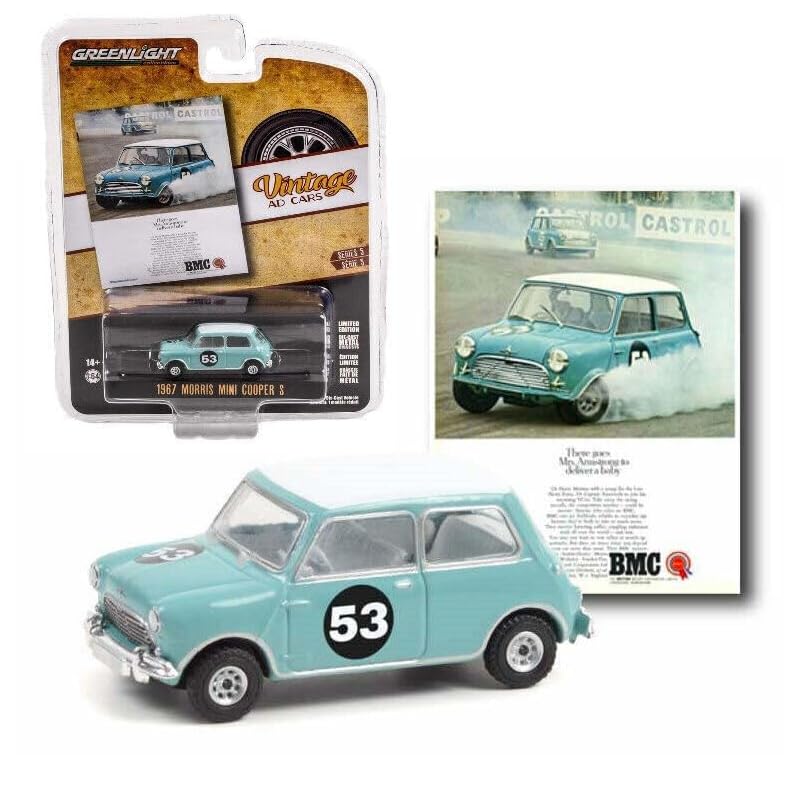 

green light 1/64 maurice mini cooper S blue Greenlight Vintage Ad Cars Morris Mini Cooper mini car [product]