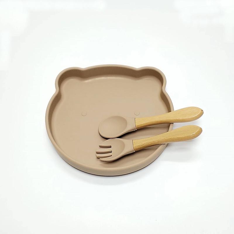 Non-Toxic Children'S Silicone Suction Cup Dinner Plate Bear Complementary Food Dinner Plate Food Grade Baby Learn To Eat Training Tablewar
