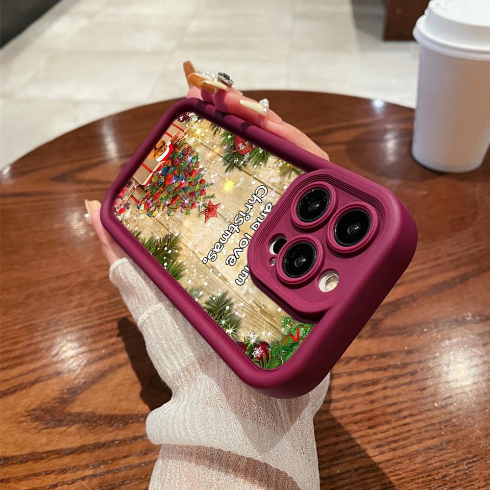 N114 Merry Christmas Desig Art Happy New Year Soft Angel Eyes Phone Cases for iPhone 16 15 14 13 11 Pro Max 8 7 6s Plus 12 XR XS Max Shockproof Cover