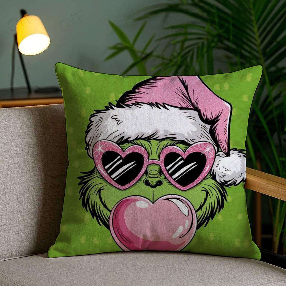 

Фільм Грінч Різдвяна наволочка Наволочка проти пилових кліщів Прихована блискавка Шовковистий короткий плюш Чохол на подушку для дивана 16x16Inch