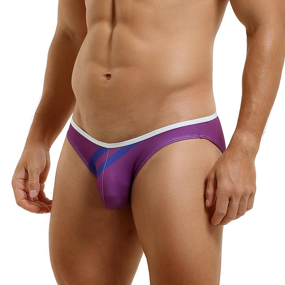 

Men s Low-Rise Diagonal Stripe Briefs Fashion Sexy Color Block Underwear Tight Breathable Slim-Fit Briefs XXL фіолетовий