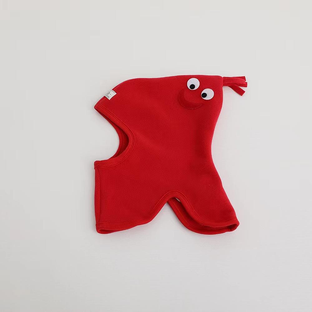 Niedliche Babymütze, Schal, einteilig, weiches Fleece, Herbst/Winter, Kinder-Beanie, warme Ohren, Nackenschutz, Cartoon-Kinderkappe