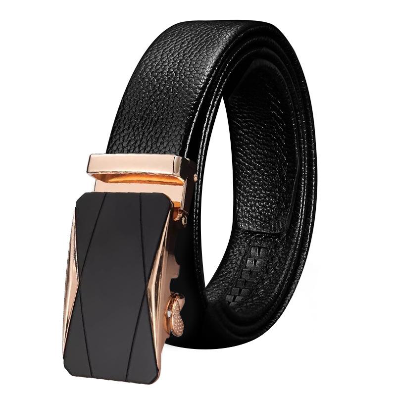 New Men's Belt High End Automatic Buckle Genuine Leather Belt Middle Aged and Young Business Casual Trousers