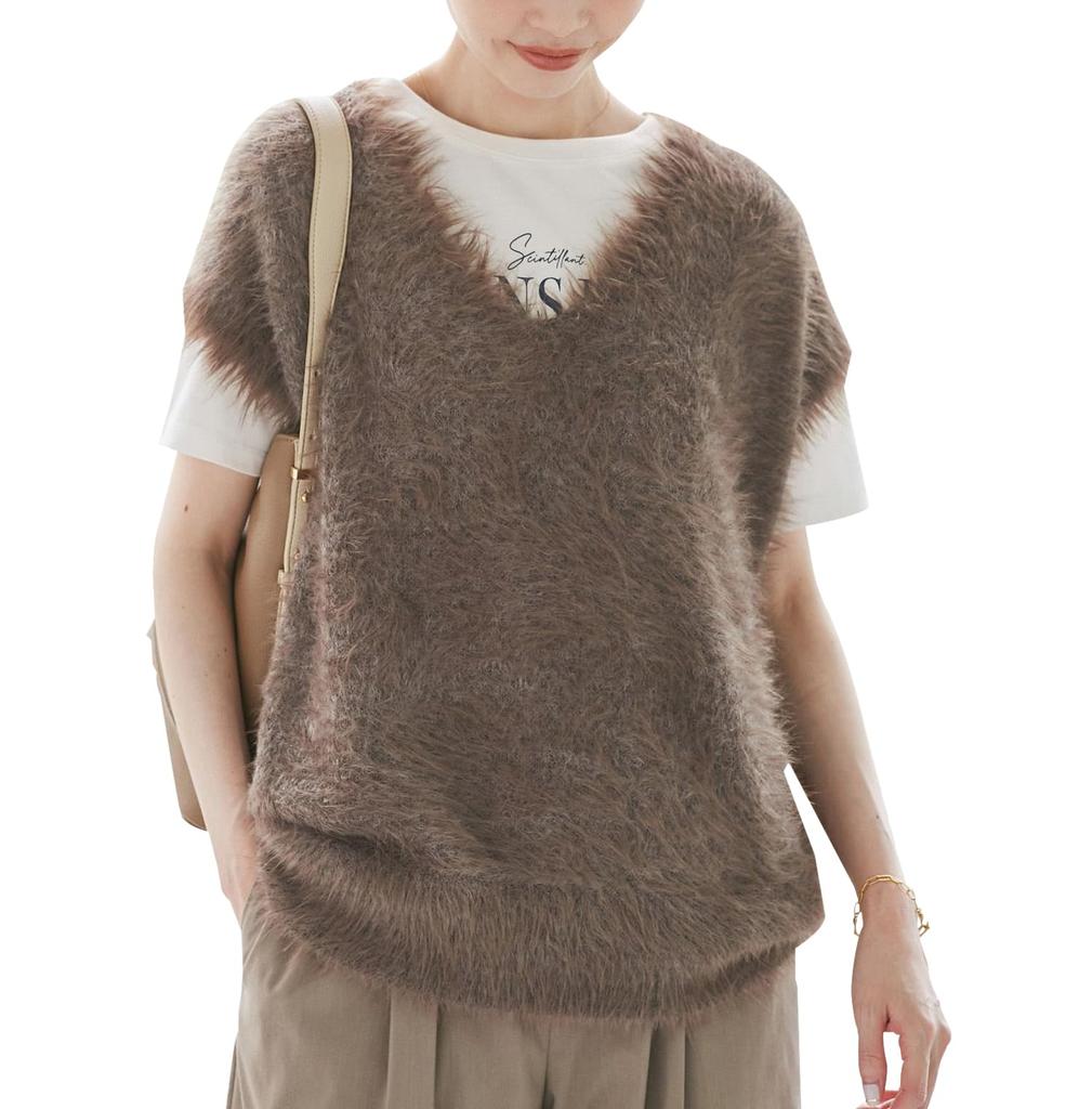 ROPE PICNIC Short Feather Knit Vest GDM55050 Chairosub Women's (Size 22)