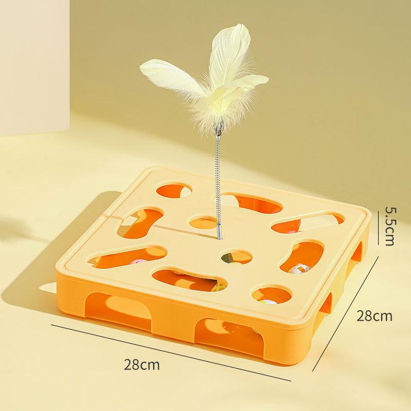Interactive Cat Puzzle Toy Maze Game Kitten Turntable Track Roller Balls Toys With Feather Pets Self Entertainment Training Toy