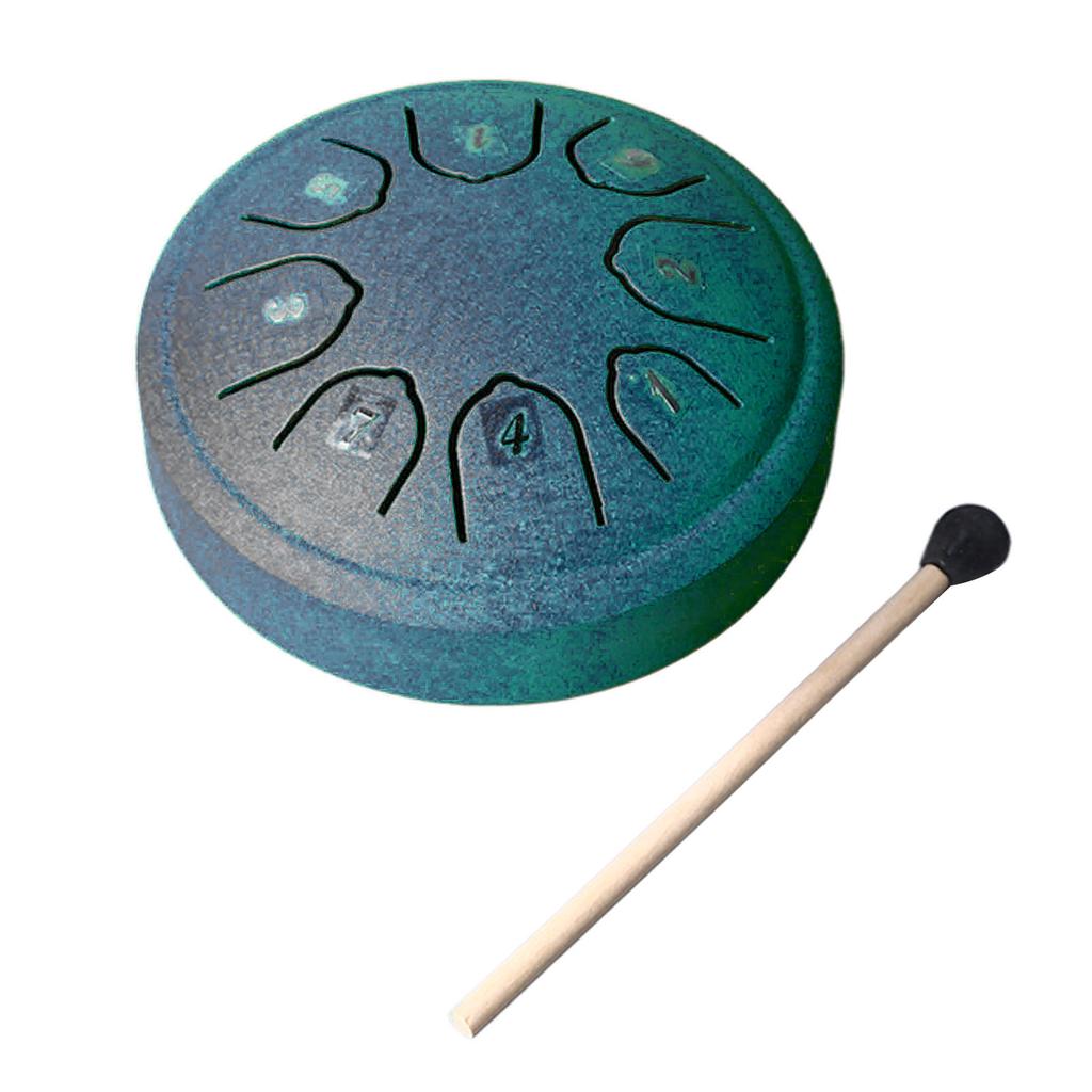Tongue Drum 4.5 Inch 8 Tone C Key Carbon Steel Mini Tongue Drum for Adult Children Beginner Green