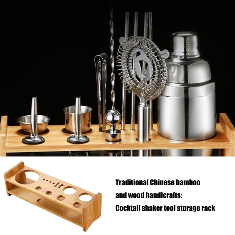 Compact 29cm Bar Essential Organizers Solid Wood Design Bartending Tool Shelf For Neat Cocktails Preparation Space