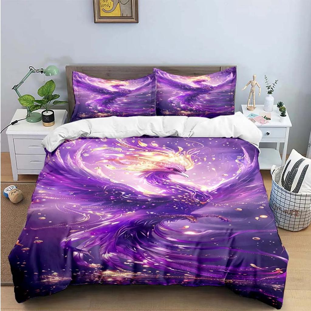 Fashion Popular Mythical Beast Phoenix Print Beding Sets Bed Suplies Set Soft Duvet Cover Bed Warm Comforter Set Beding Set High-End Premium Gift