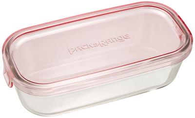 Iwaki Glass Storage Pack Heat-Resistant Container, Pink, Rectangular, Medium, 500ml, & Microwave, KC3246N-P