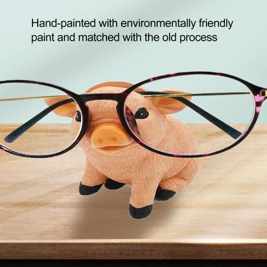 

Yousheng Pig Eyeglass Holder Resin Pig Spectacles Display Stand Cute Animal Shaped Sunglasses Holder for Nightstand Home Office Desk Decor Pig