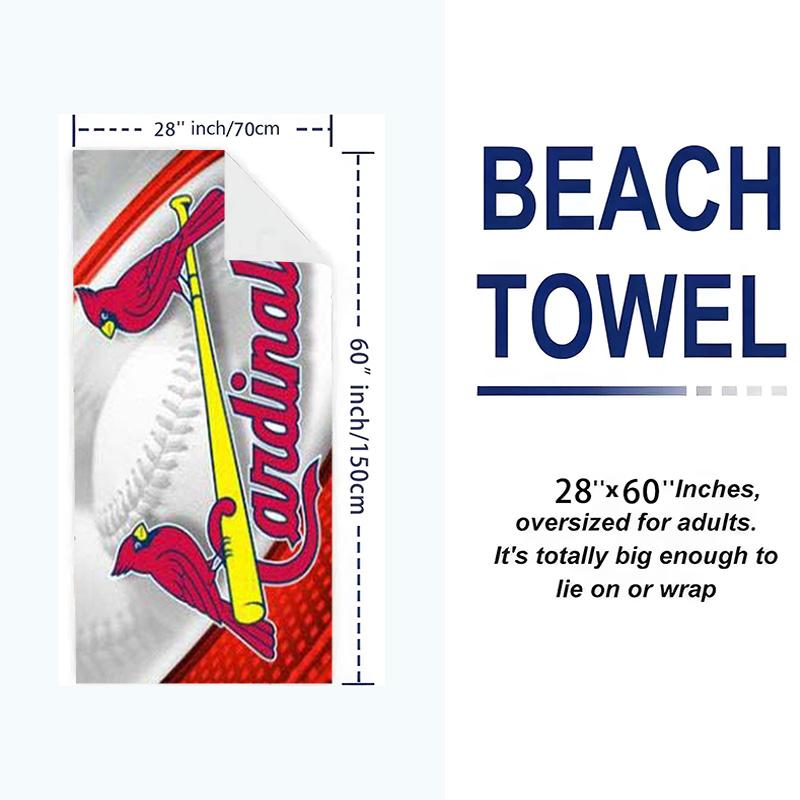 St. Louis Cardinals Logo Print Beach Towel, Large Soft Quick Dry Towel for Beach Camping Swimming