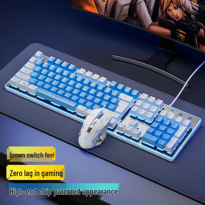 

YouShi Wired Mechanical Keyboard and Mouse Combo with Tea Switches