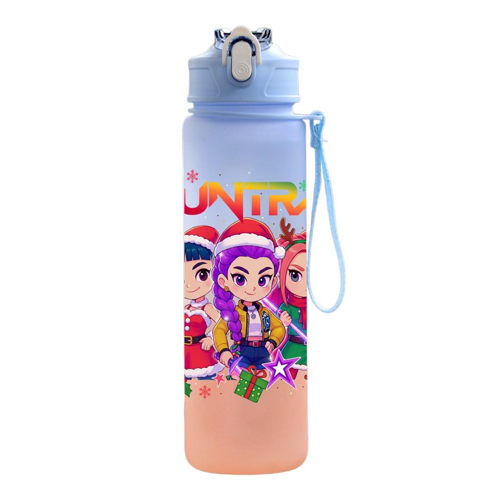750Ml Water Bottle Anime Christmas K-Pop Demon Hunters Printed Large Capacity Drinking Cup Portable Outdoor Sports Water Cup Children Kid Gift