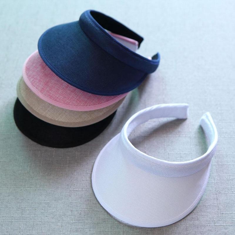 Linen Cotton Fashion Sun Hats Visor Hat Unisex Summer Portable Clip Style Outdoor Parent-Child Hollow Top Sunshade Hat 54-58cm