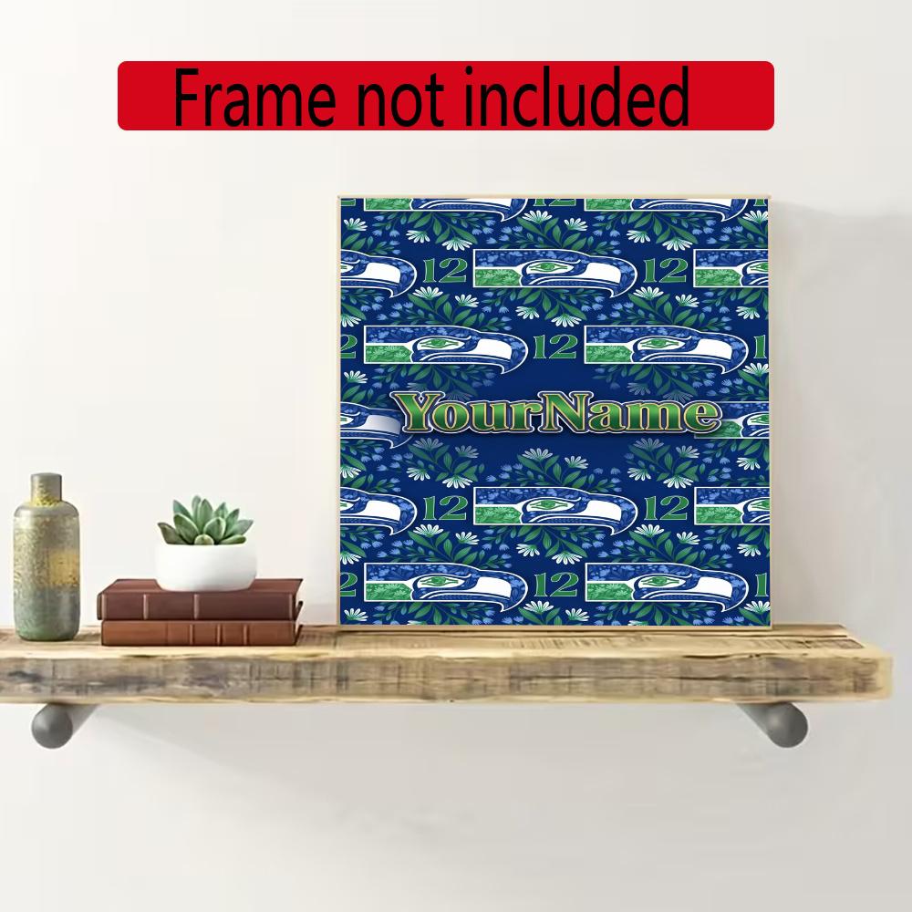 Seattle Seahawks Customize Text Diamond Painting Round Diamond Mosaic Suitable For Beginners Diamond Painting Rhinestones Gift Frameless