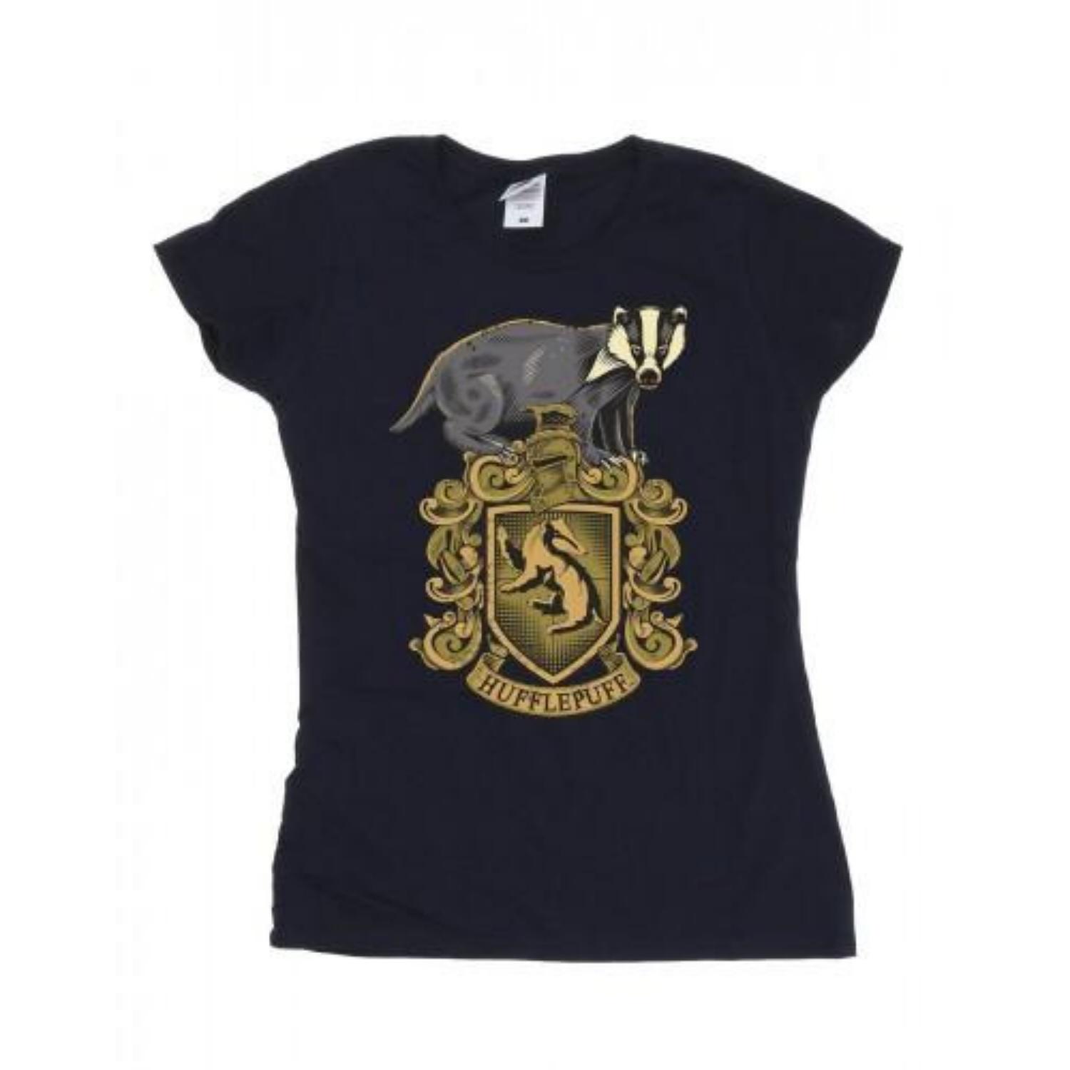 HARRY POTTER Womens_Ladies Hufflepuff Sketch Crest Cotton T-Shirt S