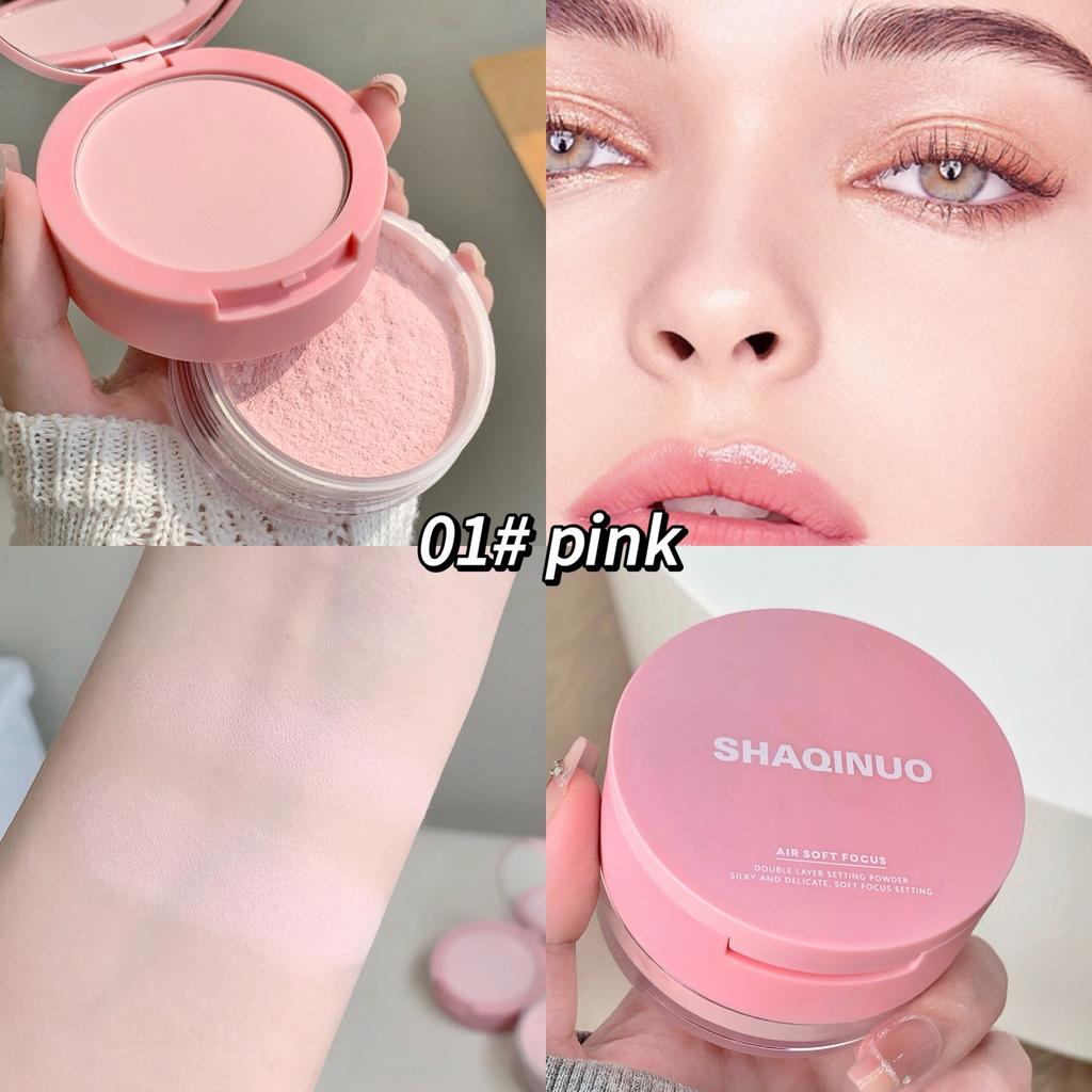 SHAQINUO Doppeleffekt Leicht und transparent Puderkompaktet Nachbesserungen, Abdeckstift, Konturierung, Schwellungen, Rouge, Aufhellung, hohe Deckkraft