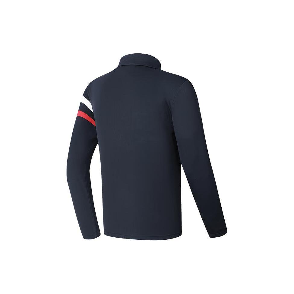 Fila Golf Series Color Block Knitted Long Sleeve Polo Shirt Men Tops Legendary-Blue A11M415217F-NV