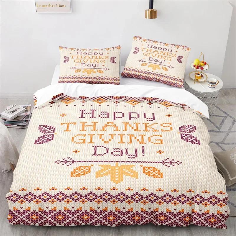 Comforter Thanksgiving Day Twin King Cartoon Pumpkin Turkey Bedding Set Microfiber Maple Leaves Comforter For Boys Teen