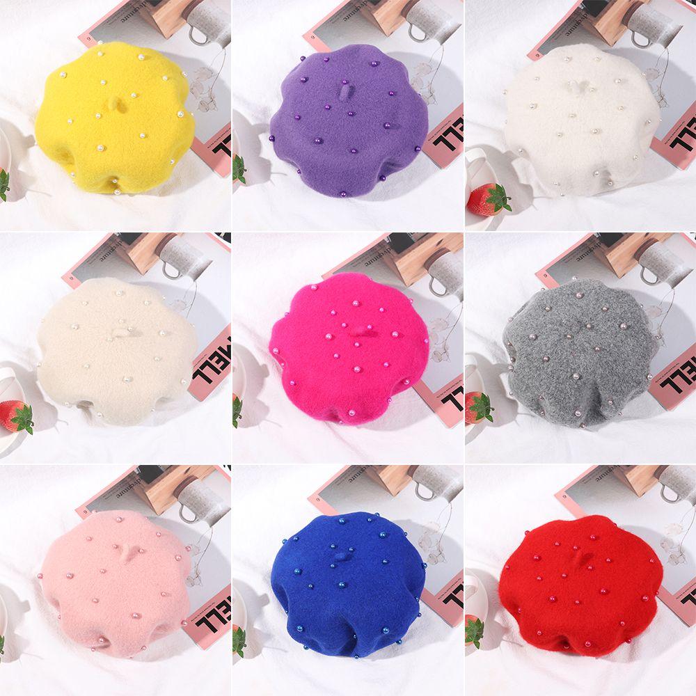 Barnetilbehør Varm Perlebesatt Hodeplagg Barnehatter Jentehatter Beretthatt