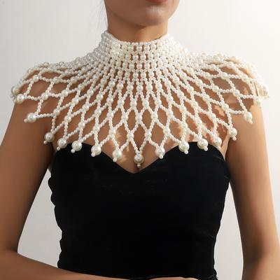 Neue Schmuck Halskette Handgewebte Hohl Stil Perle Schal Fan Shaped Kleidung Körper Kette