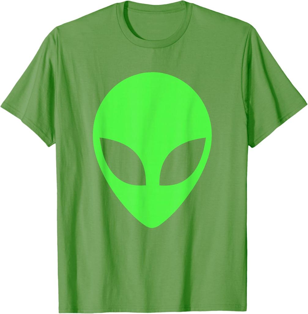 Green Alien Head Graphic Tee Breathable Cotton Casual Trip T-Shirt for Men