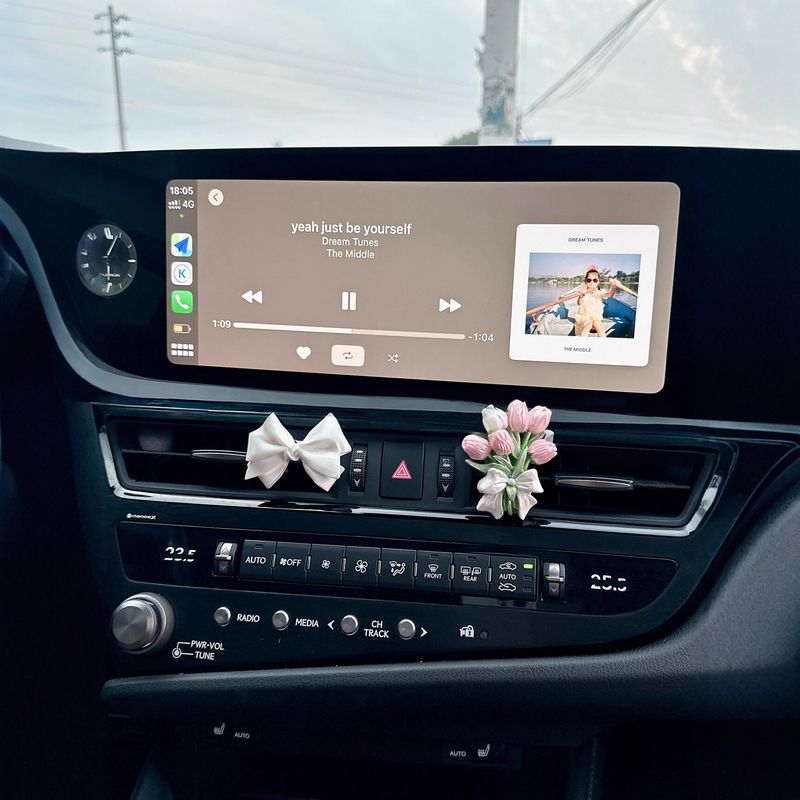

Car Air Freshener Fragrance Diffuser for Car Air Vent Decoration Ornament 2026 New Model Aroma Stone for Women with a High-End Feel White Bow + Tulip