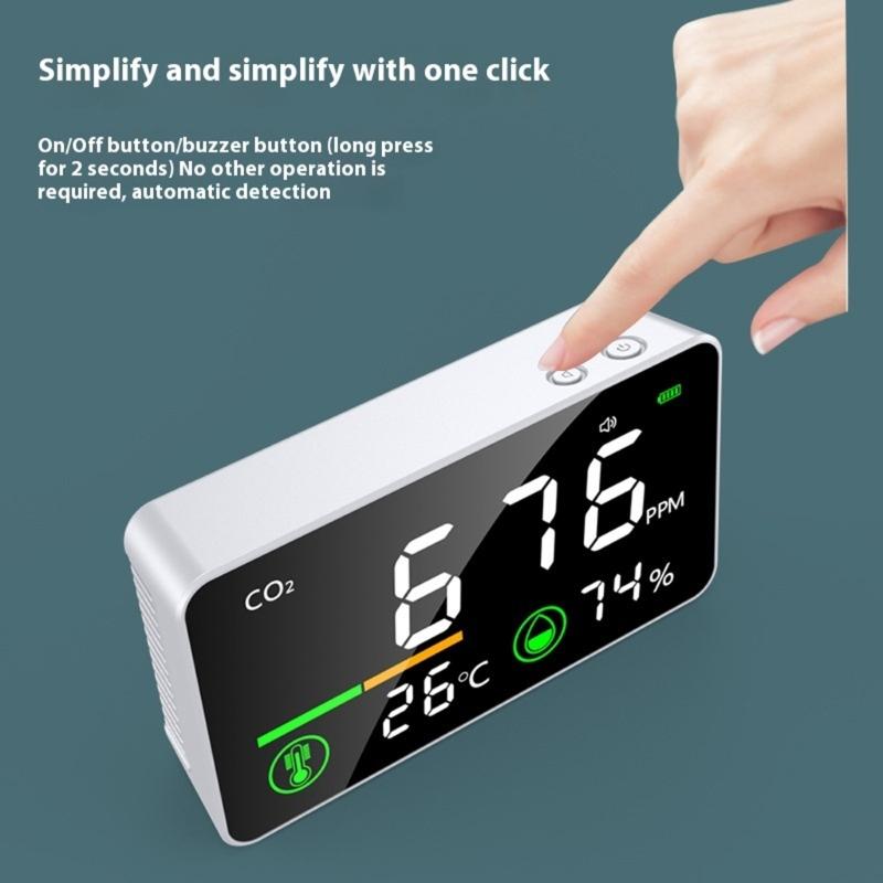 High Accuracy CO2 Meter Temperature Moisture  & CO2 Tester 3 in 1 Carbon Dioxide Detectors Easy to Carry Device for Indoor Space
