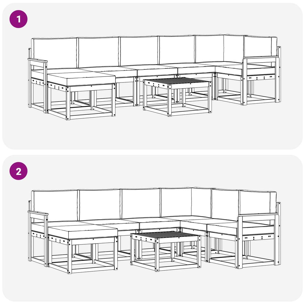 Outdoor Sofa Set with Cushions 8 Pcs Natural and Anthracite