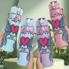 1PC Wings Heart Tattoo 750ml Sports Water Bottle Leakproof Straw Lid Outdoor Office Home