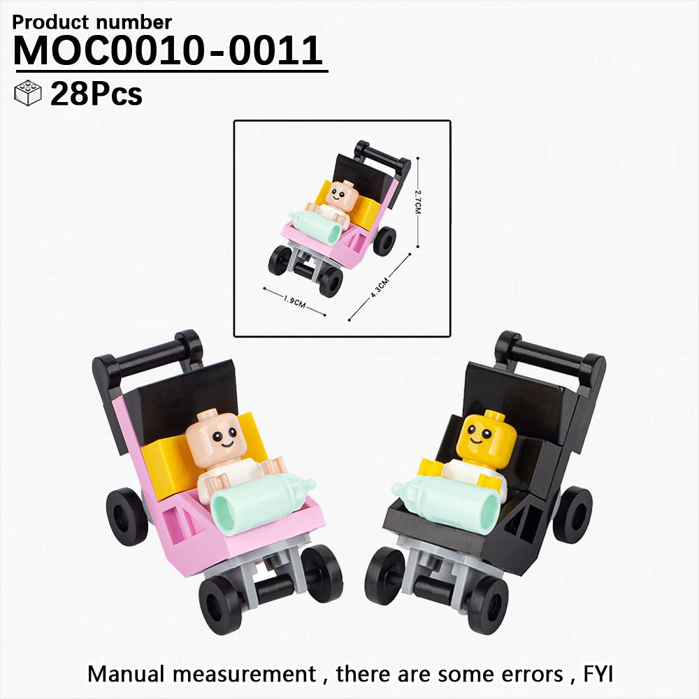 City Series Baby Pram DIY Building Block Various Open Room Furniture Toilet Appliances Model MOC Brick Gift Kid Toy For Children