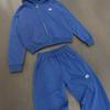 Completo Felpa con Cappuccio e Zip Oversize da Donna con Pantaloni Jogger Coordinati Grigio Blu Streetwear Casual Manica Lunga Outfit Invernale