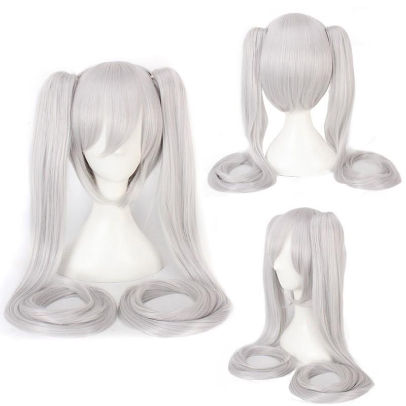 28 Colori Mi Ku Parrucca Cosplay Lunga Resistente al Calore Capelli Sintetici Code di Cavallo con Clip Feste di Halloween Parrucche + Cuffia per Parrucca Snow Mi Ku