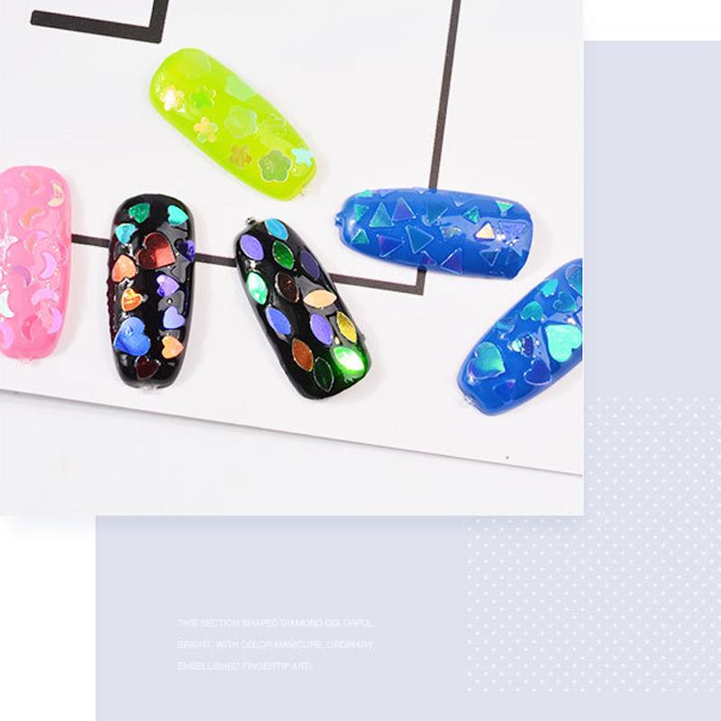 1 Box 12 Styles Star Heart Nail Glitter Symphony Blue Transparent Sequins DIY Nail Art Decoration Manicure Tools