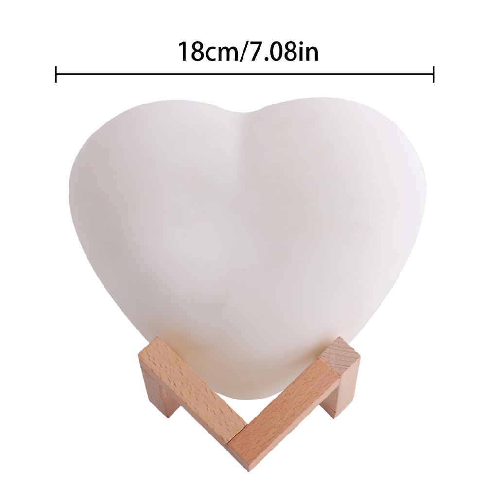 Heart Night Light 16-Color USB Rechargeable LED Nightlight Heart Shaped Light with Stand and Remote Control for Valentine's Day
