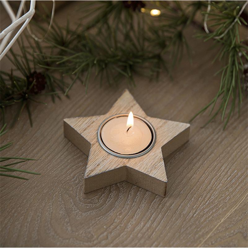 Christmas Tree Candle Holder, Wood Snowflake Centerpiece For Household Table Decor, Xmas Navidad Latest Year Present Idea