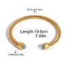 Yori Natural Stone Blue Turquoise Stainless Steel Ribbed Bracelet 18K Gold Plated Gift 2025 Gold PVD Plated Jewelry