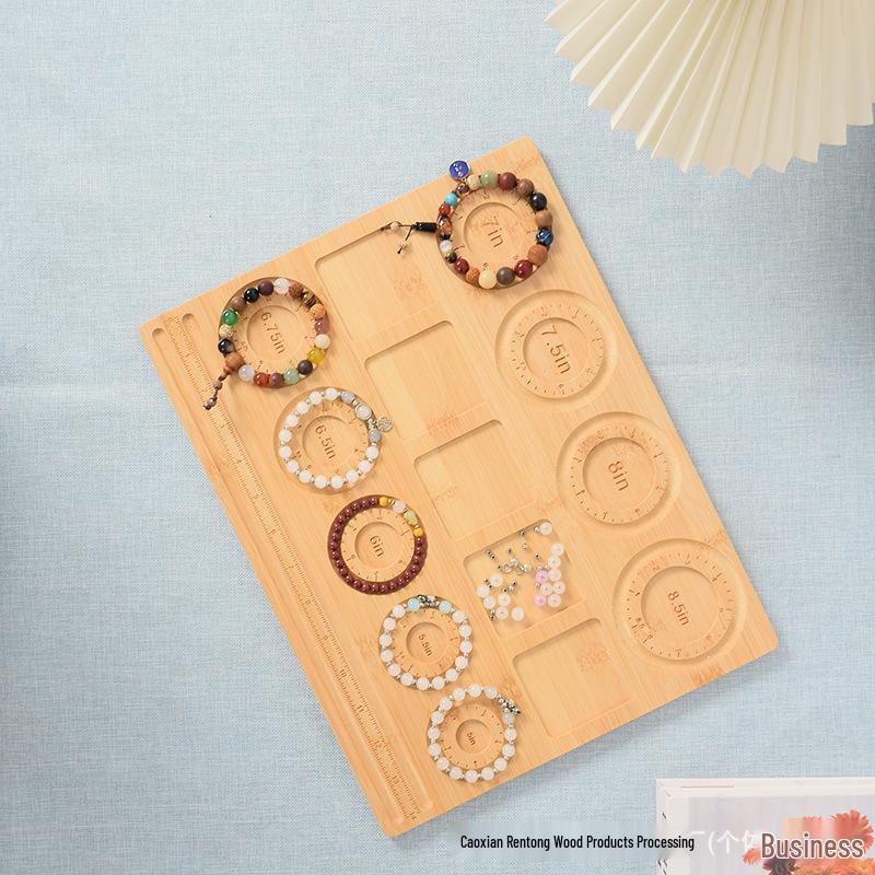 Solid Wood Jewelry Design & Storage Board for DIY Beading with Measuring Scale
