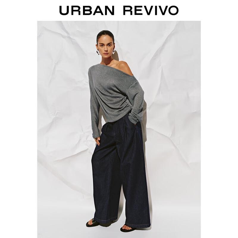 UR 2025 Autumn Women s Casual Pleated Cotton Denim Jeans 27 синий