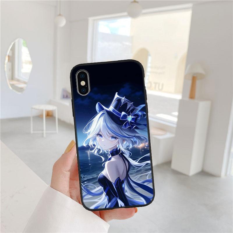 LO48 Genshin Impact Furina Aether Soft Shell Phone Case for iPhone 16 15 14 13 12 Pro Max Plus Mini