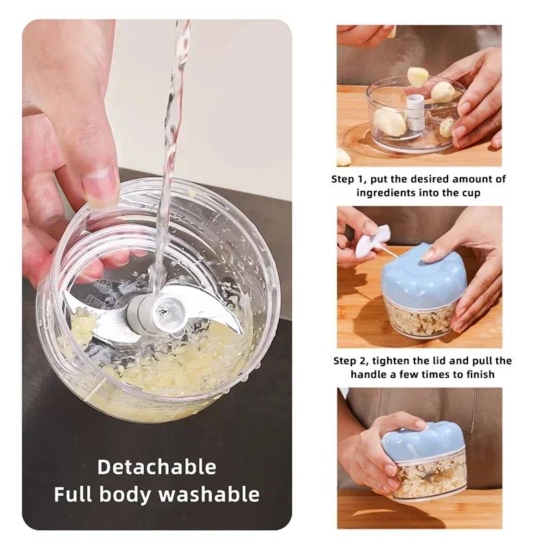 Mini Lebensmittel Knoblauch Gemüse Zerkleinerer Häcksler Hackfleischwolf Zerkleinerer Presse Tragbares Küchengerät Multifunktionale Zwiebel Gemüsemaschine