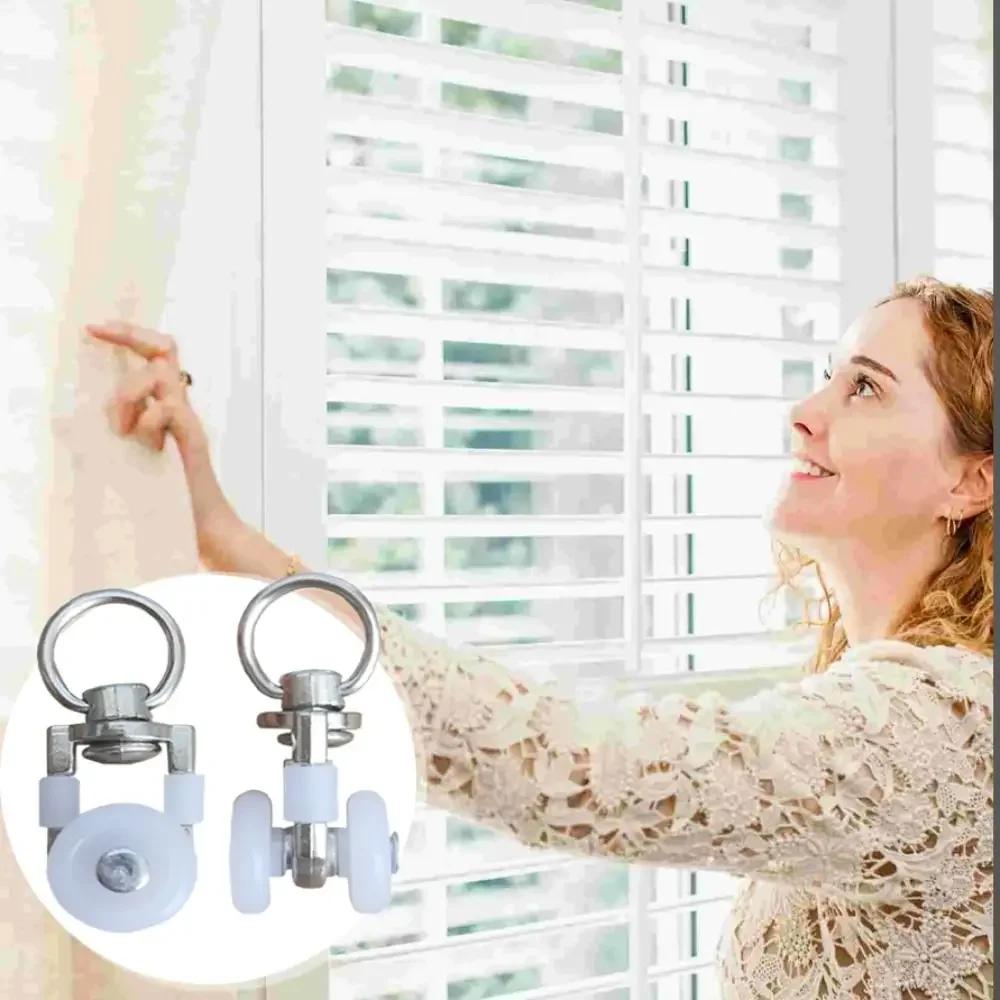Curtains Metal Wheels Silent Hooks Curtain Track Roller Multifunctional Durable Ceiling Pulley Drapery Rail Sliding Glider