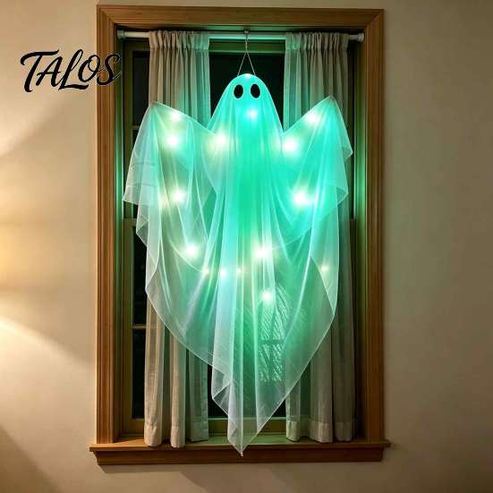Horror Atmosphere Party Supplies Halloween Hanging Light Up Ghost Decoration, Large Spooky Flying for Glowing Mesh Porch Front Yard Patio Lawn Garden