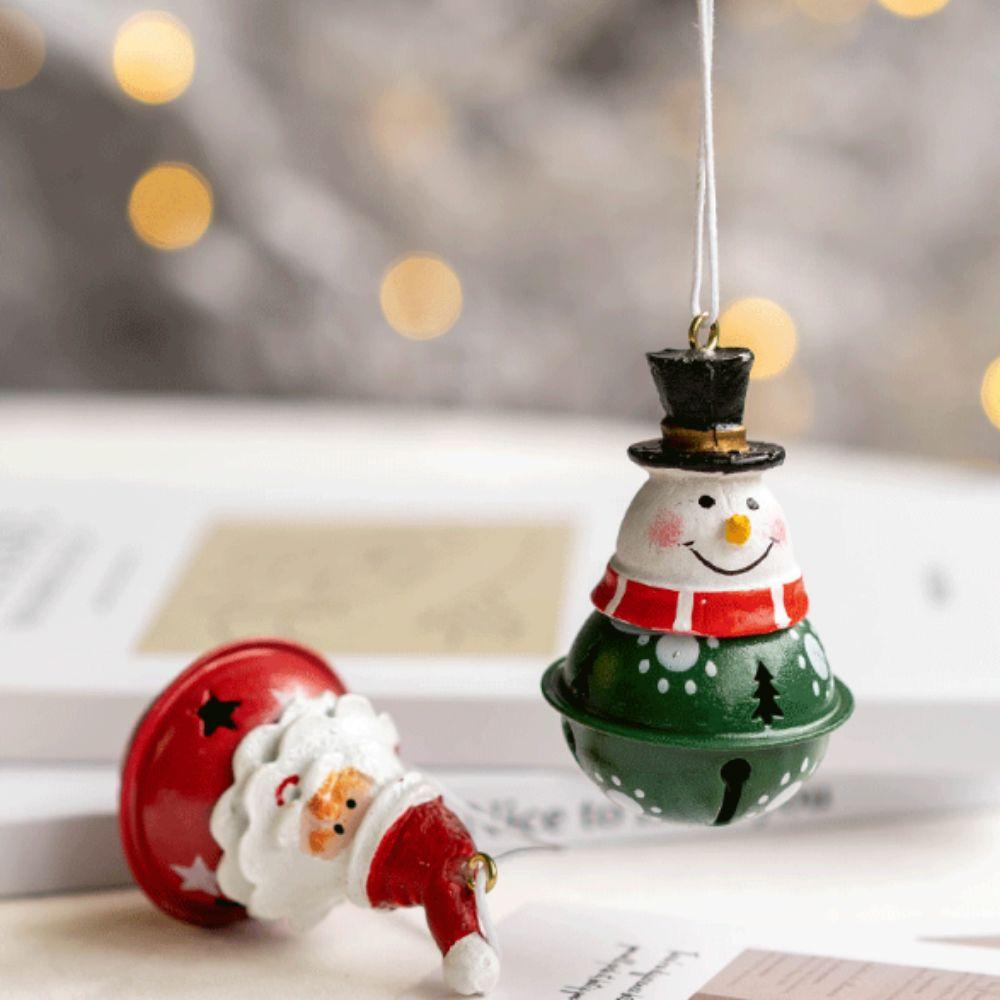 Cartoon Niedlicher Weihnachten Weihnachtsmann Glocken Anhänger Hängend Rostfrei Schneemann Glocken Anhänger Eisenkunst Weihnachtsbaum Schmuck Weihnachten