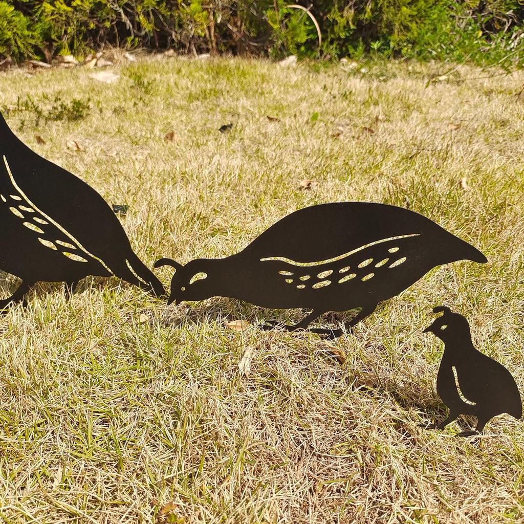 4x Bird Animal Statue Garden Decor Photographic Props Yard Stake Patio Iron Sculpture