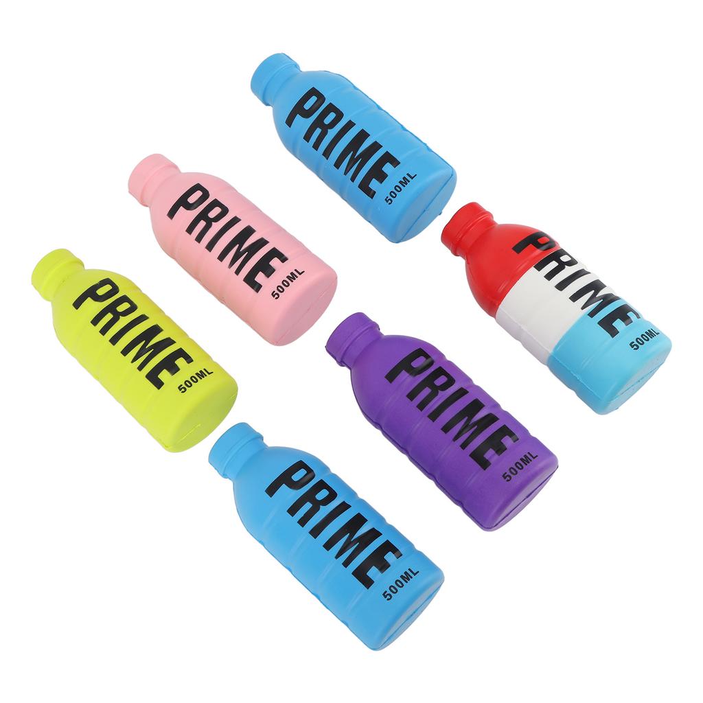 6pcs Water Bottle Squeezing Toy PU Foam Fidget Toy Colorful Squishy Stress Relief Beverage Bottle