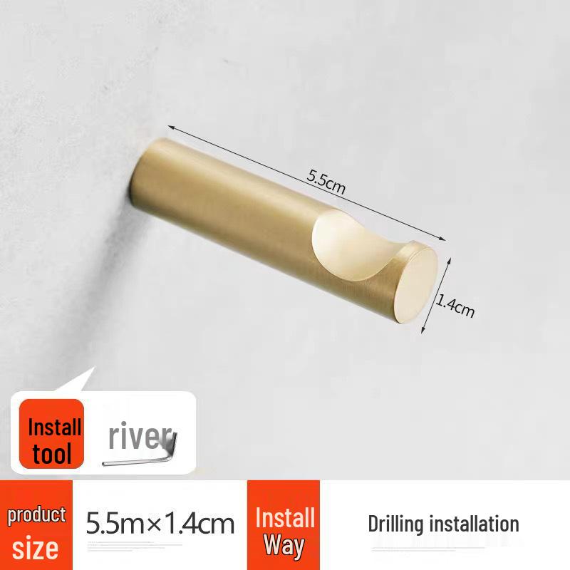 304 Stainless Steel Wall-Mounted Clothes Hook for Bathroom and Entrance - Single Hook for Coats, Hats, and Clothing
