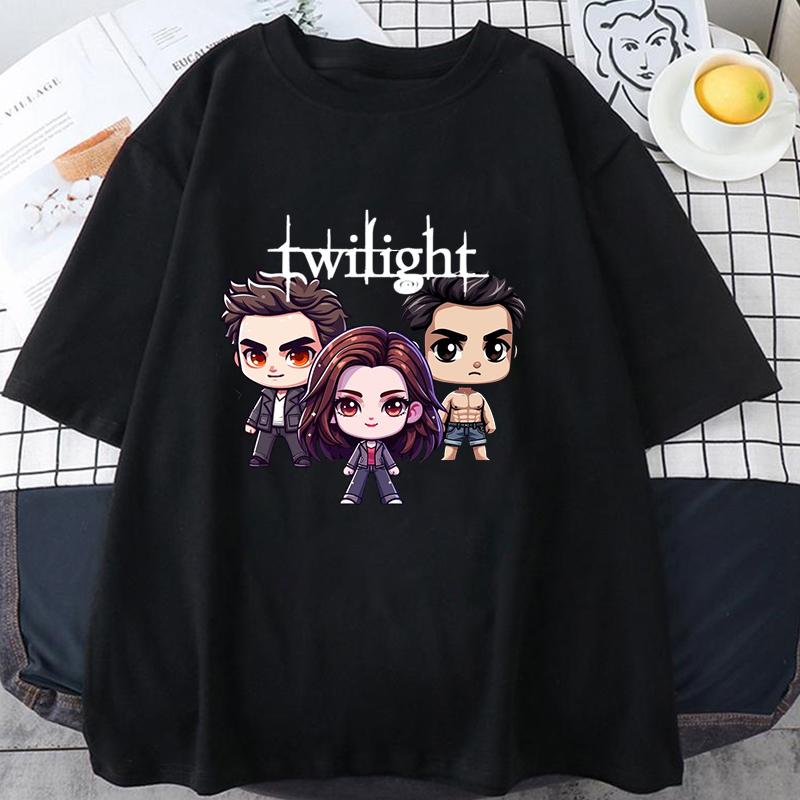 Nové Dámské Pánské Módní Tričko s Krátkým Rukávem Potisk Soumraku Ležérní Volné Letní Chladivé Tričko Topy