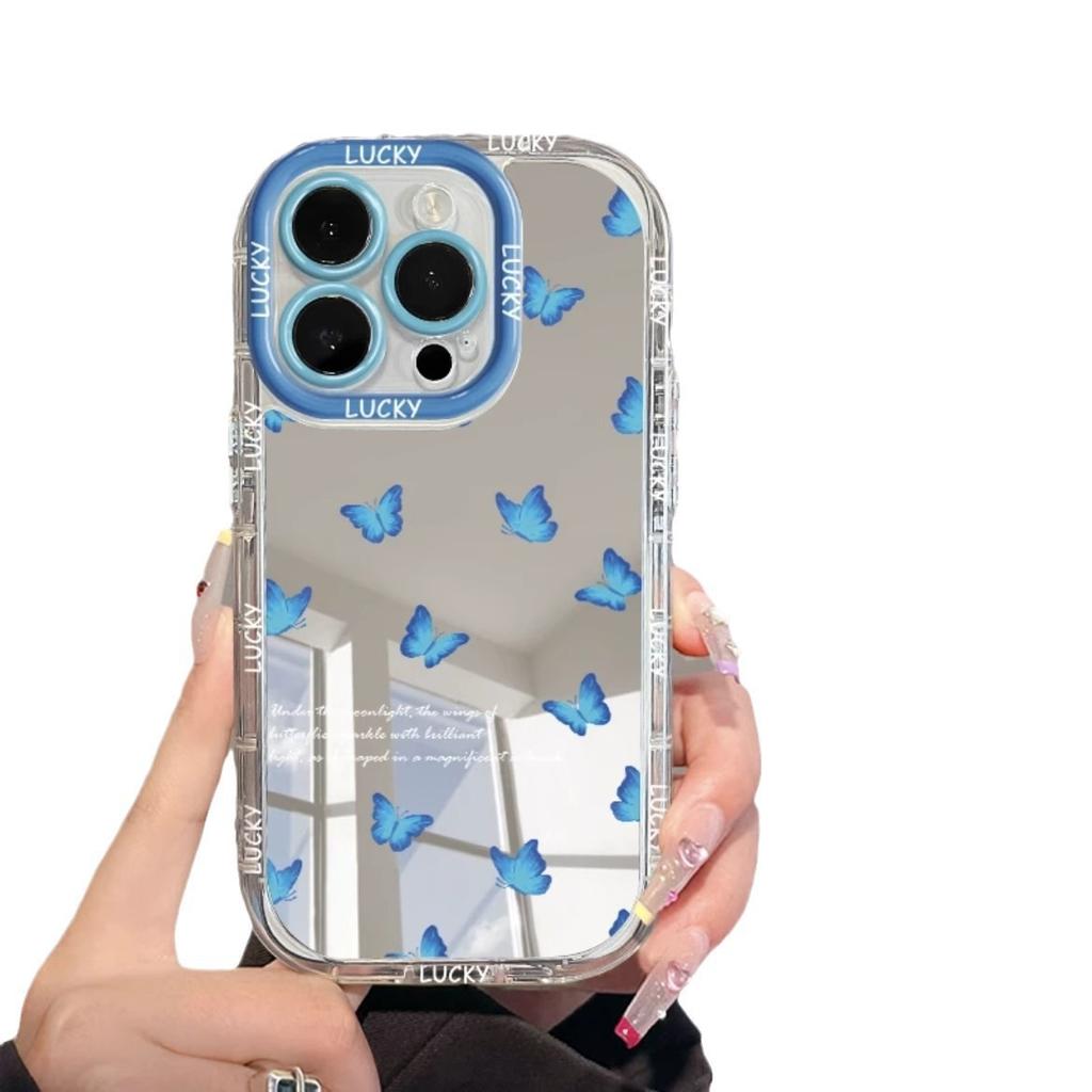 Ins Full Screen Butterfly Suitable for IPhone16pro Mobile Phone Case Apple 15 Mirror Cream 14/13 Anti-fall 11